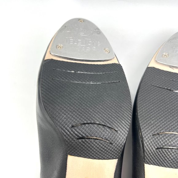 11W 11 WIDE Capezio #561 Jr Footlight‎ 1.5" Black Leather Tap Dance Shoes Heels - Picture 7 of 11